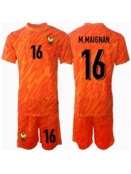 Billige Frankrike Mike Maignan #16 Keeper Bortedraktsett Barn EM 2024 Kortermet (+ Korte bukser)